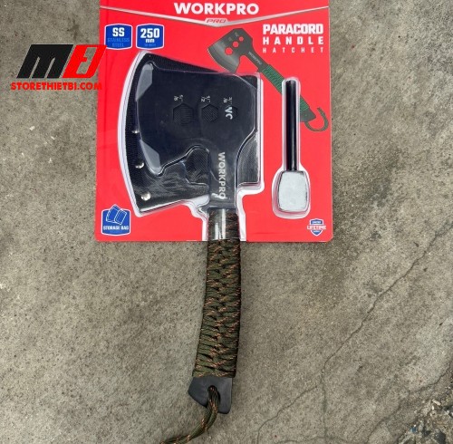 Rìu cắm trại 10"-250mm kèm dụng đánh lửa sinh tồn Workpro WP383002